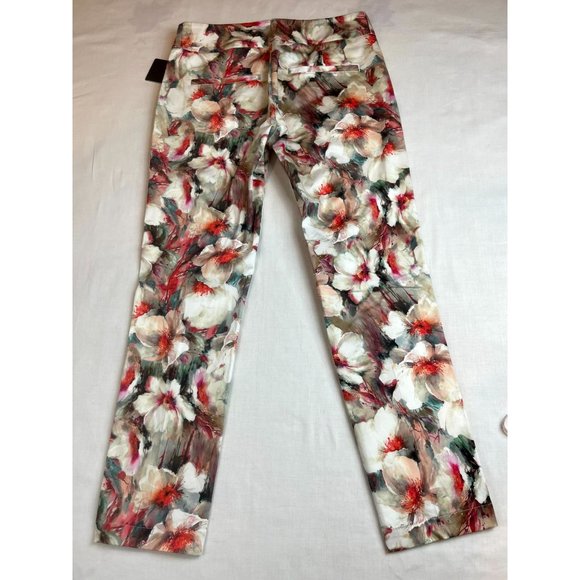 NWT Corel Women's Flower Cropped Pant Evie Pintuk Pockets Multicolor Size 36 - Picture 2 of 9